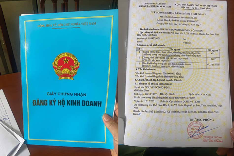 Giấy phép đăng ký kinh doanh rượu cần